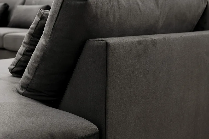 Grande 6-istuttava U-Sohva Divaanilla Vasen - Tummanharmaa Sametti - Huonekalut - Sohva - Divaanisohva