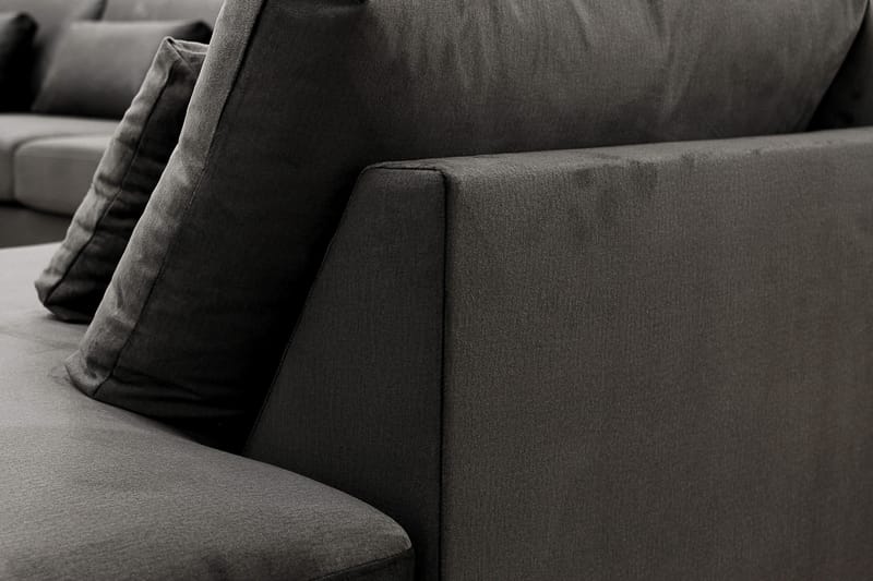 Grande 6-istuttava U-Sohva Divaanilla Vasen - Tummanharmaa Sametti - Huonekalut - Sohva - Divaanisohva