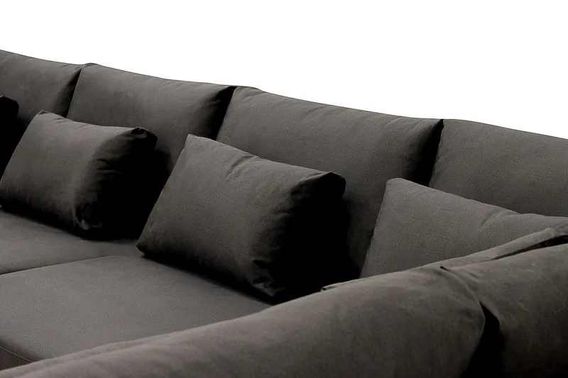 Grande 6-istuttava U-Sohva Divaanilla Vasen - Tummanharmaa Sametti - Huonekalut - Sohva - Divaanisohva