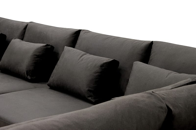 Grande 6-istuttava U-Sohva Divaanilla Vasen - Tummanharmaa Sametti - Huonekalut - Sohva - Divaanisohva