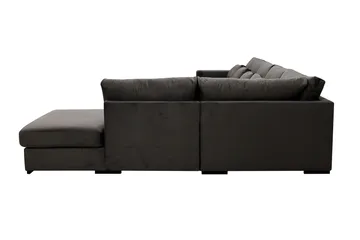 Grande 6-istuttava U-Sohva Divaanilla Vasen - Tummanharmaa Sametti - Huonekalut - Sohva - Divaanisohva