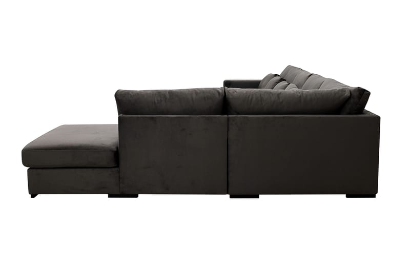 Grande 6-istuttava U-Sohva Divaanilla Vasen - Tummanharmaa Sametti - Huonekalut - Sohva - Divaanisohva
