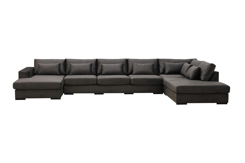 Grande 6-istuttava U-Sohva Divaanilla Vasen, Tummanharmaa Sametti