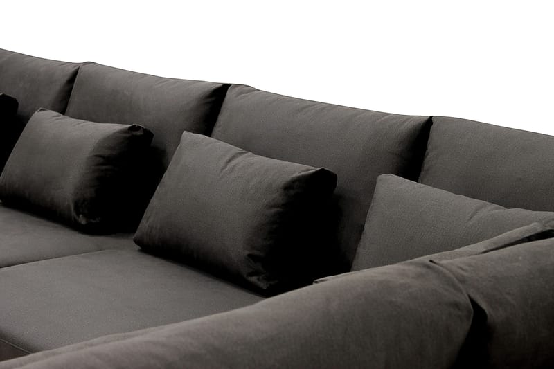 Grande 6-istuttava U-Sohva Divaanilla Vasen - Tummanharmaa Sametti - Huonekalut - Sohva - Divaanisohva