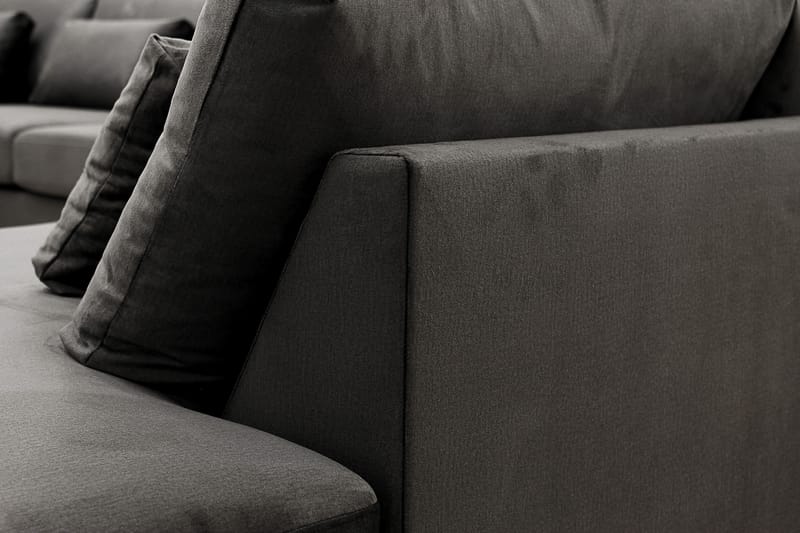 Grande 6-istuttava U-Sohva Divaanilla Vasen - Tummanharmaa Sametti - Huonekalut - Sohva - Divaanisohva