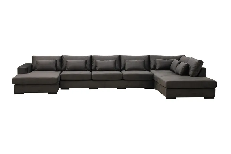 Grande 6-istuttava U-Sohva Divaanilla Vasen, Tummanharmaa Sametti