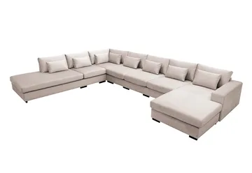 Grande Iso 7-istuttava U-Sohva Divaanilla Oikea - Beige Sametti - Huonekalut - Sohva - Moduulisohva - Moduulisohvakokonaisuus
