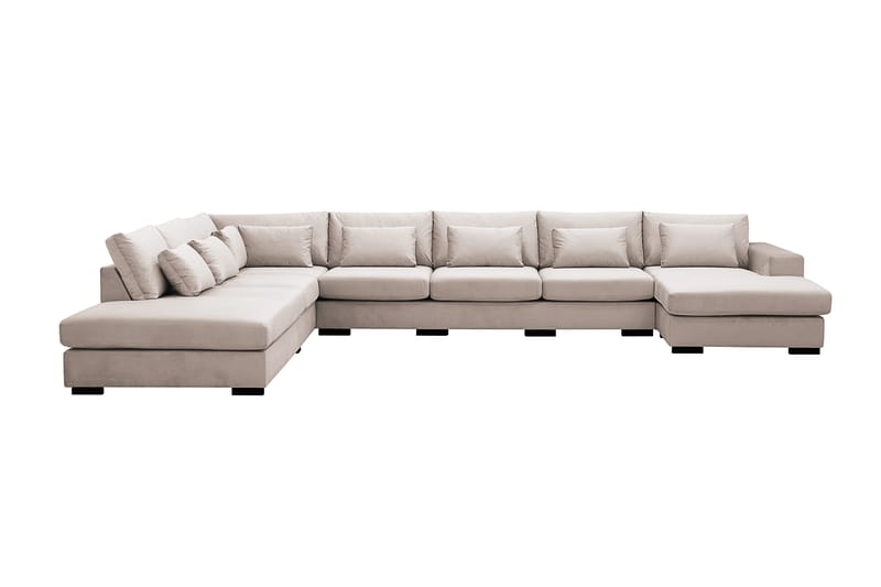 Grande Iso 7-istuttava U-Sohva Divaanilla Oikea - Beige Sametti - Huonekalut - Sohva - Divaanisohva