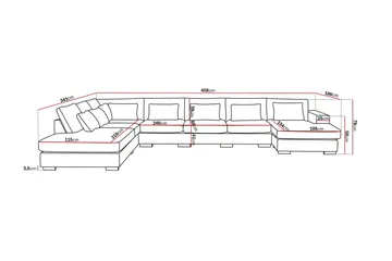 Grande Iso 7-istuttava U-Sohva Divaanilla Oikea - Beige Sametti - Huonekalut - Sohva - Moduulisohva - Moduulisohvakokonaisuus