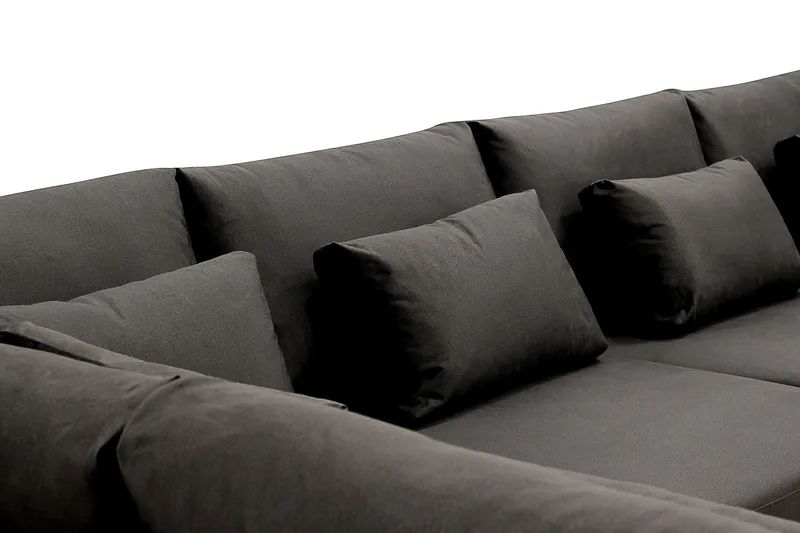 Grande Iso 7-istuttava U-Sohva Divaanilla Oikea - Tummanharmaa Sametti - Huonekalut - Sohva - Divaanisohva