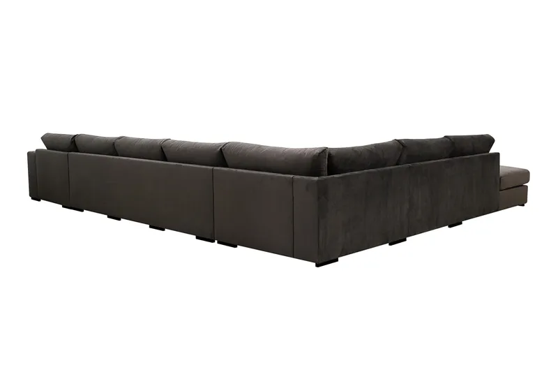 Grande Iso 7-istuttava U-Sohva Divaanilla Oikea - Tummanharmaa Sametti - Huonekalut - Sohva - Moduulisohva - Moduulisohvakokonaisuus