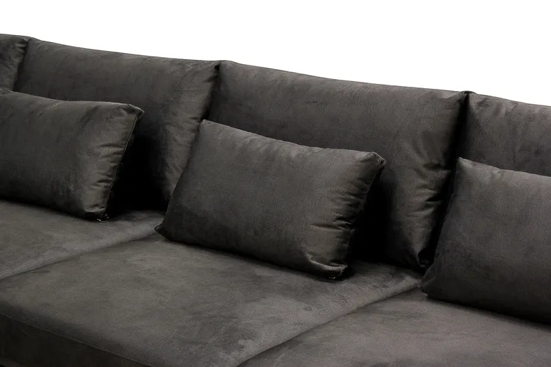 Grande Iso 7-istuttava U-Sohva Divaanilla Oikea - Tummanharmaa Sametti - Huonekalut - Sohva - Divaanisohva