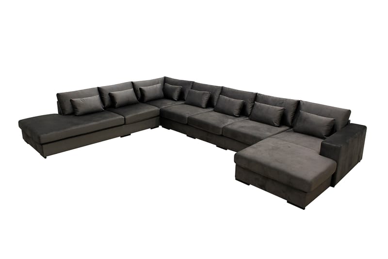 Grande Iso 7-istuttava U-Sohva Divaanilla Oikea - Tummanharmaa Sametti - Huonekalut - Sohva - Divaanisohva