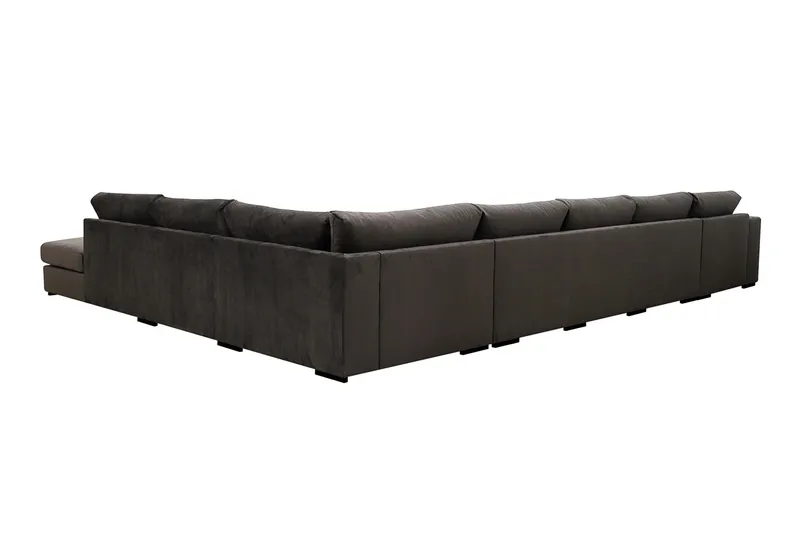 Grande Iso 7-istuttava U-Sohva Divaanilla Vasen - Tummanharmaa Sametti - Huonekalut - Sohva - Moduulisohva - Moduulisohvakokonaisuus