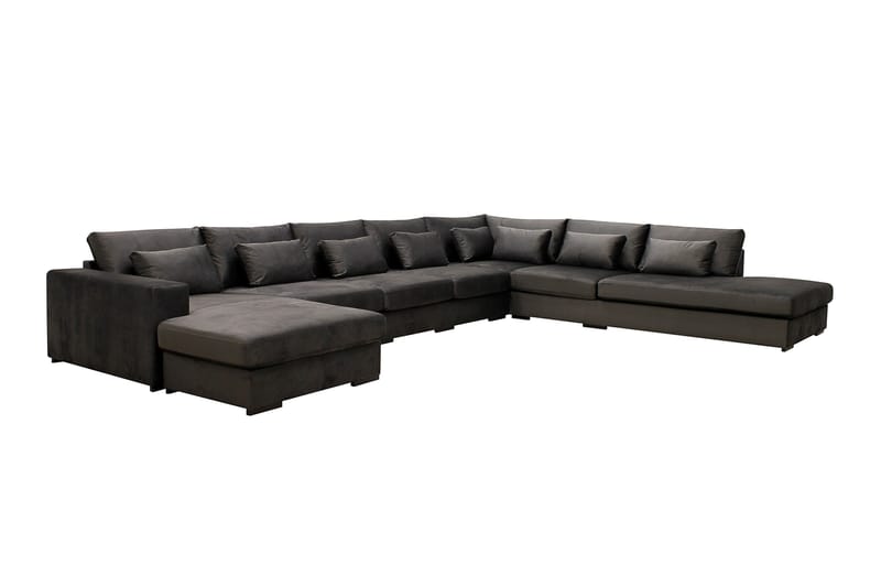 Grande Iso 7-istuttava U-Sohva Divaanilla Vasen - Tummanharmaa Sametti - Huonekalut - Sohva - Divaanisohva