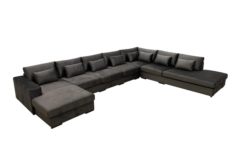 Grande Iso 7-istuttava U-Sohva Divaanilla Vasen - Tummanharmaa Sametti - Huonekalut - Sohva - Divaanisohva
