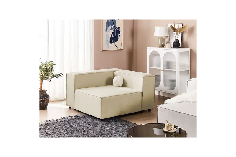 Hörnsektion Beliani Aprica Beige, svart, Linne Beige - Beige - Huonekalut - Sohva - Moduulisohva - Kulmamoduuli