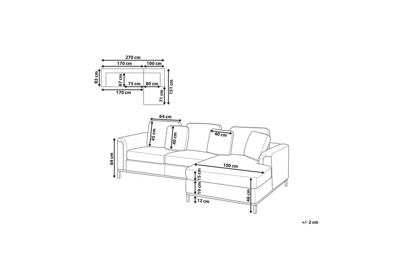 Hörnsoffa Beliani Oslo Högervänd Right-faced - Huonekalut - Sohva - Divaanisohva