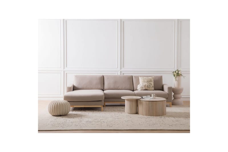 Hörnsoffa Beliani Siggard Beige, ljust trä Taupe||Light colored wood VALUE_MISSING_2 - Huonekalut - Sohva - Sohvaryhmä