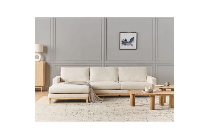 Hörnsoffa Beliani Siggard Beige, ljust trä White||Light colored wood VALUE_MISSING_3 - Huonekalut - Sohva - Sohvaryhmä