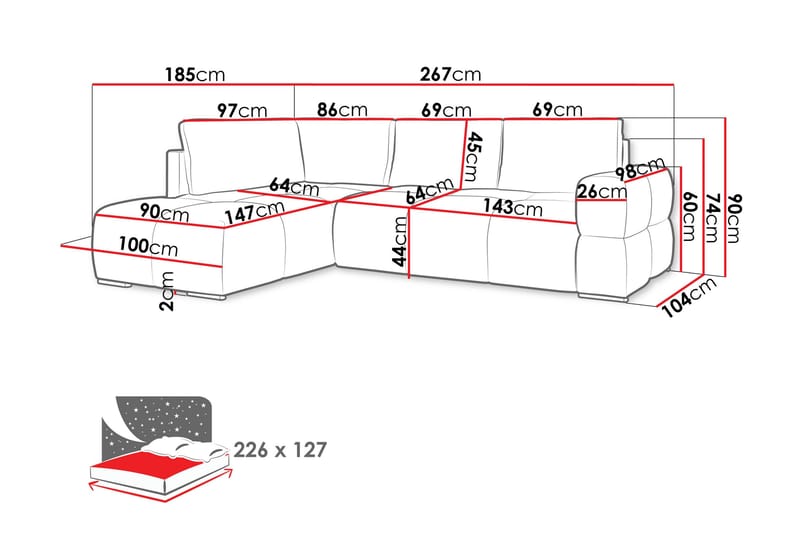 Hardam Vuodesohva Levitettävä Sjeslong 3-istuttava Chenille - Beige - Huonekalut - Sohva - Vuodesohva