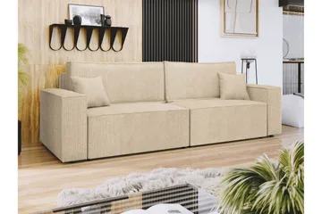 Hobson Vuodesohva 3-istuttava Plyysi - Beige - Huonekalut - Sohva - Vuodesohva - 3 istuttava vuodesohva