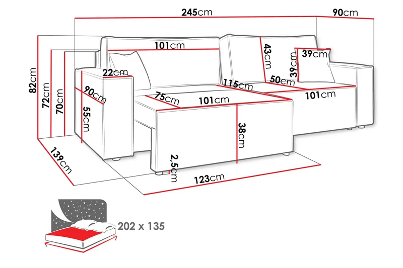 Hobson Vuodesohva 3-istuttava Plyysi - Valkoinen - Huonekalut - Sohva - Vuodesohva - 3 istuttava vuodesohva
