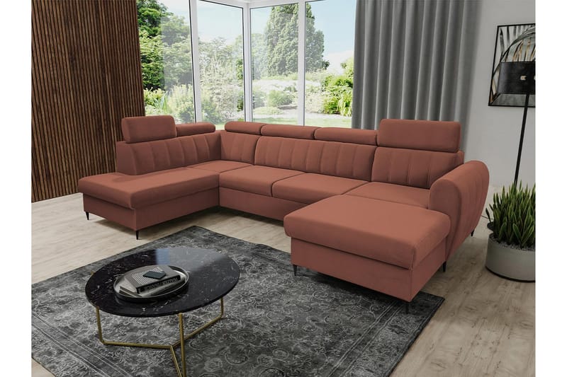 Hoffman Sohva Divaanilla ja Chaise Longue 4-ist. - Kupari - Huonekalut - Sohva - Divaanisohva