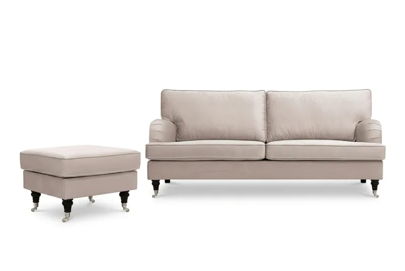 Howard Classic -sohvaryhmä, 3-istuttava sohva ja rahi sametissa, Beige