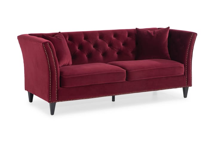 3:n ist Samettisohva Baybano - Tummanpunainen - 3:n istuttava sohva - Howard-sohvat - Samettisohva