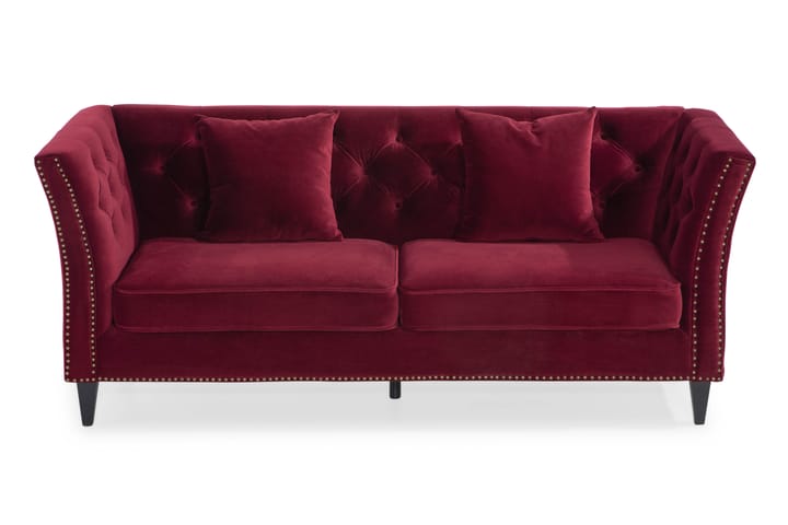 3:n ist Samettisohva Baybano - Tummanpunainen - 3:n istuttava sohva - Howard-sohvat - Samettisohva