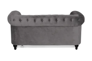 Chesterfield Lyx 2-istuttava pieni samettisohva – Syvä sohva 160 cm leveä - Tummanharmaa - Huonekalut - Sohva - Howard-sohvat