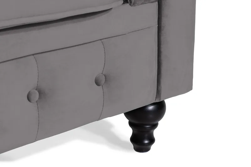Chesterfield Lyx 2-istuttava pieni samettisohva – Syvä sohva 160 cm leveä - Tummanharmaa - Huonekalut - Sohva - Howard-sohvat