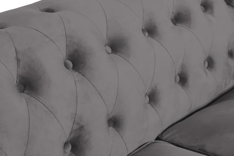 Chesterfield Lyx 2-istuttava pieni samettisohva – Syvä sohva 160 cm leveä - Tummanharmaa - Huonekalut - Sohva - Howard-sohvat