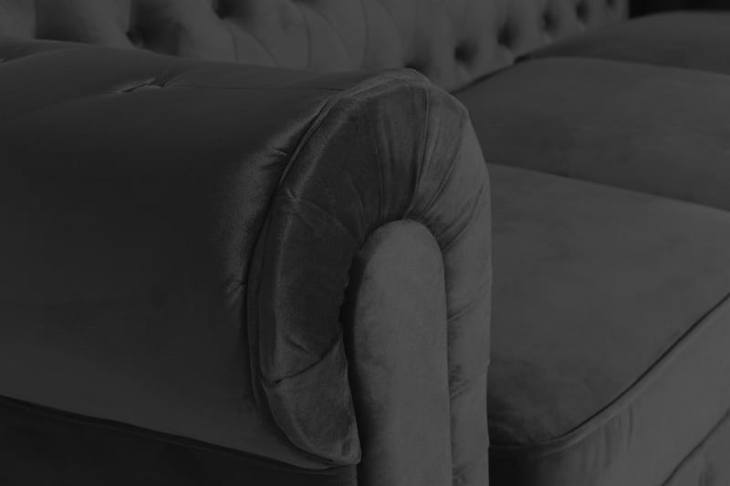 Chesterfield Lyx 3-istuttava samettisohva – Syvä sohva - Musta - Huonekalut - Sohva - Howard-sohvat