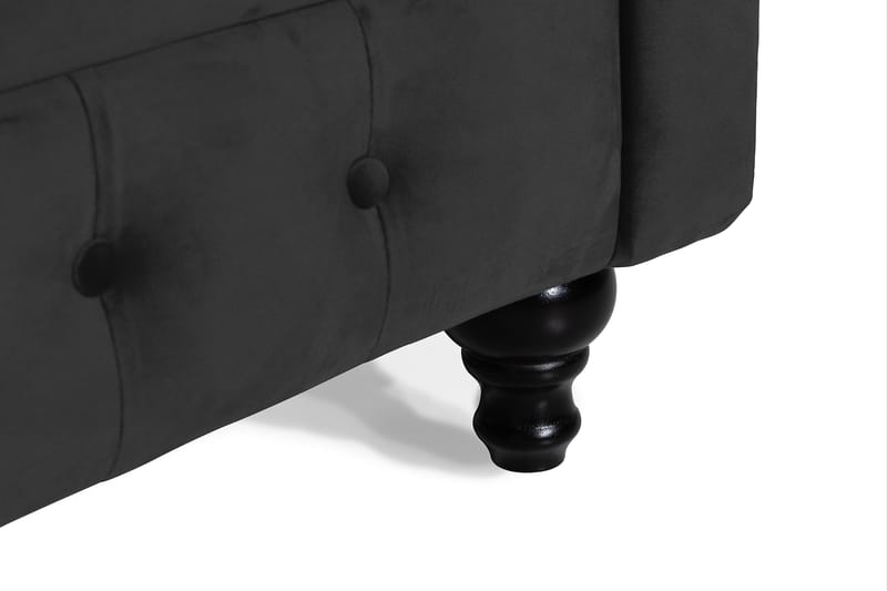 Chesterfield Lyx 3-istuttava samettisohva – Syvä sohva - Musta - Huonekalut - Sohva - Howard-sohvat
