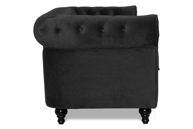 Chesterfield Lyx 3-istuttava Samettisohva – Syvä sohva - Musta - Huonekalut - Sohva - Howard-sohvat