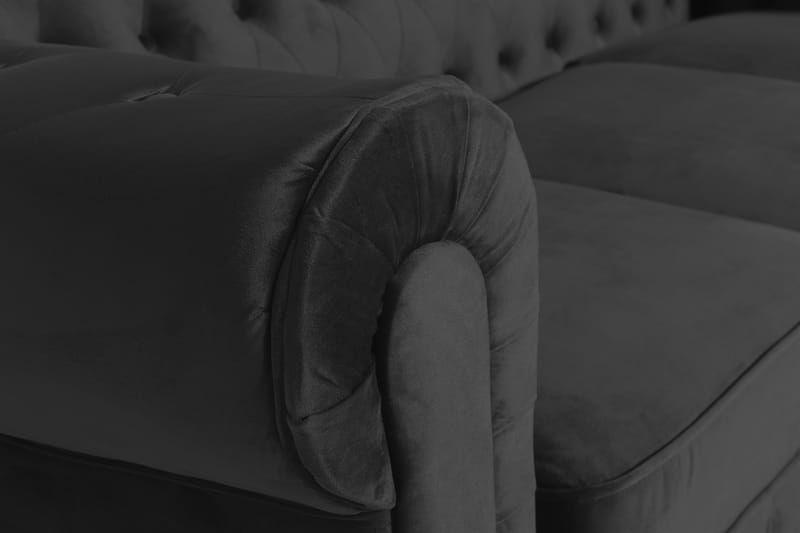 Chesterfield Lyx 3-istuttava Samettisohva – Syvä sohva - Musta - Huonekalut - Sohva - Howard-sohvat