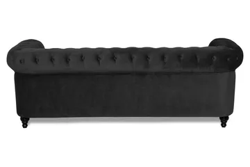 Chesterfield Lyx 3-istuttava samettisohva – Syvä sohva - Musta - Huonekalut - Sohva - Howard-sohvat