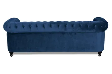 Chesterfield Lyx 3-istuttava samettisohva – Syvä sohva - Sininen - Huonekalut - Sohva - Howard-sohvat