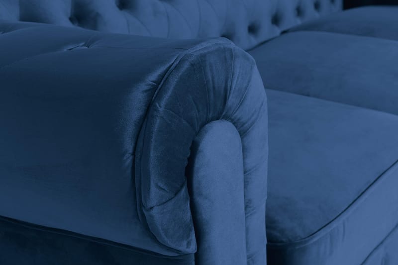 Chesterfield Lyx 3-istuttava Samettisohva – Syvä sohva - Sininen - Huonekalut - Sohva - Howard-sohvat