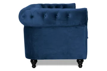 Chesterfield Lyx 3-istuttava samettisohva – Syvä sohva - Sininen - Huonekalut - Sohva - Howard-sohvat