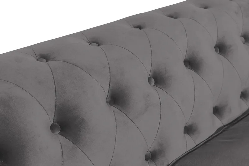 Chesterfield Lyx 3-istuttava samettisohva – Syvä sohva - Tummanharmaa - Huonekalut - Sohva - Howard-sohvat