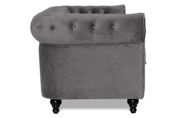 Chesterfield Lyx 3-istuttava samettisohva – Syvä sohva - Tummanharmaa - Huonekalut - Sohva - Howard-sohvat