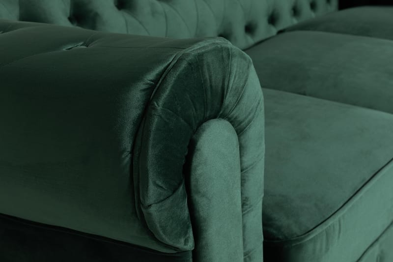 Chesterfield Lyx 3-istuttava samettisohva – Syvä sohva - Tummanvihreä - Huonekalut - Sohva - Howard-sohvat