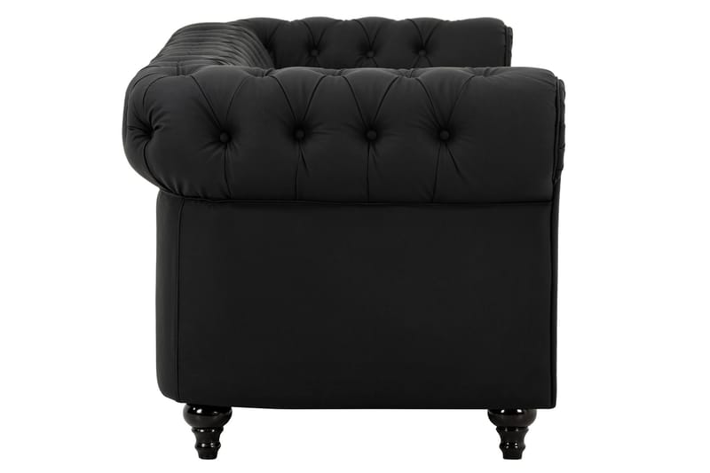 Chesterfield Lyx 3-istuttava syvä sohva keinonahkaa - Musta - Huonekalut - Sohva - Howard-sohvat