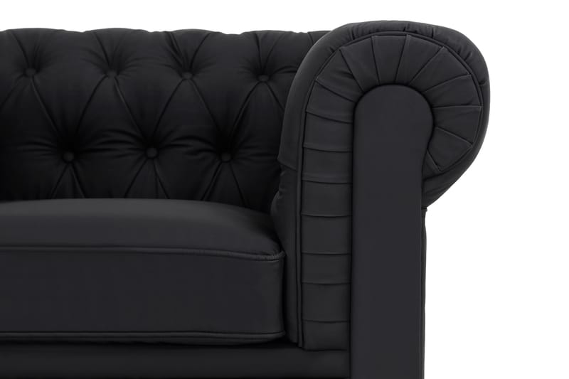 Chesterfield Lyx 3-istuttava syvä sohva keinonahkaa - Musta - Huonekalut - Sohva - Howard-sohvat