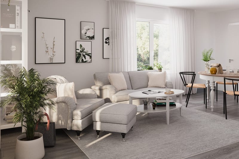 Howard Classic 3-istuttava Kaareva Kangassohva - Harmaa - Huonekalut - Sohva - Howard-sohvat