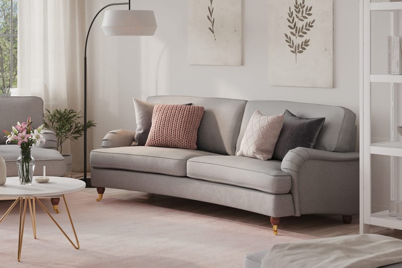 Howard Lyx 3-istuttava Kaareva Kangassohva - Vaaleanharmaa - Huonekalut - Sohva - Howard-sohvat