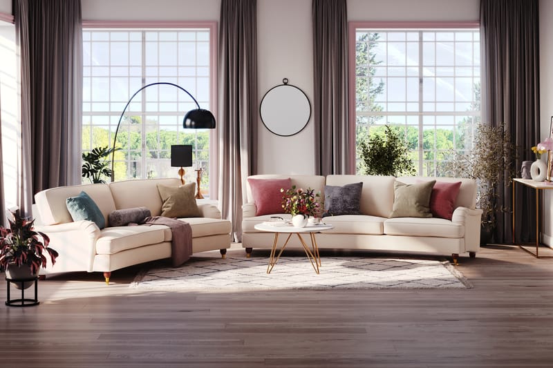 Howard Lyx 3-istuttava Kaareva Manchestersohva - Beige - Huonekalut - Sohva - Howard-sohvat
